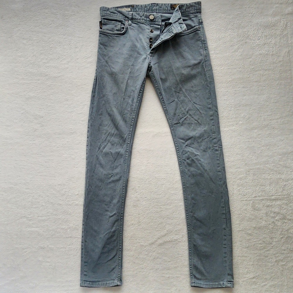 Jack & Jones Tim Slim Fit Jeans Mens 32W 33L Gray Denim Button Fly Casual Grunge